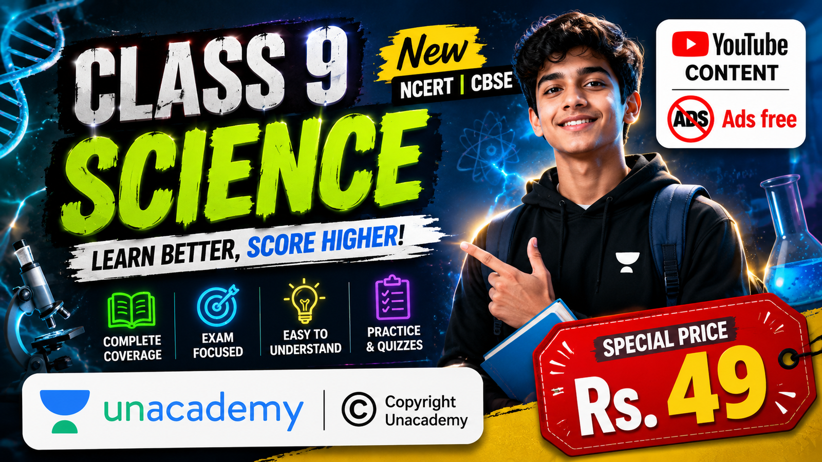 Class 9 CBSE |Science | New NCERT |Unacademy Youtube Ads free Videos